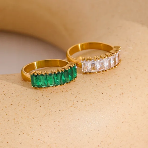 Chic Stainless Steel Color CZ Ring - Picture 4 of 8